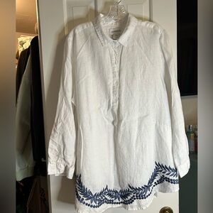 Peck and Peck linen embroidered tunic size XL